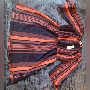 NWT Speed Control New York Off-Shoulder Navy Blue and Orange Lightweight Dress